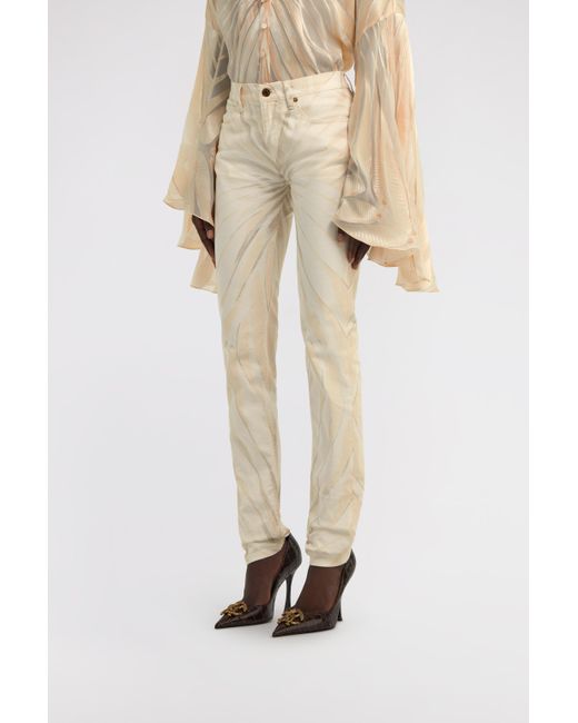 Roberto Cavalli White Ray Printed Skinny Trousers