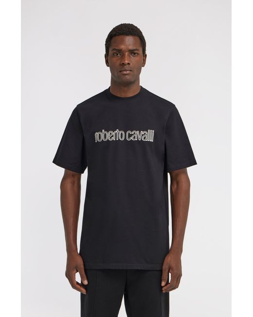 Roberto Cavalli Blue Logo T-Shirt for men