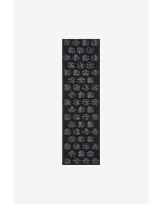Roberto Cavalli Black Wool Scarf With Monogram Rc