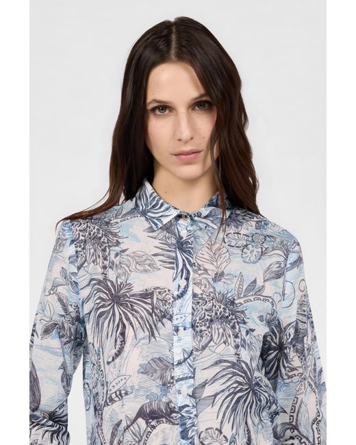 Roberto Cavalli Blue Stange Jungle Print Shirt