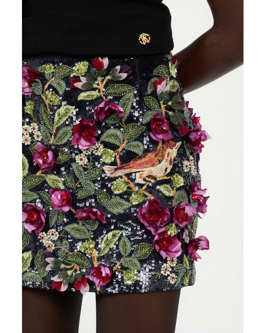 Roberto Cavalli Black Miniskirt With Decorations