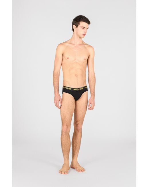 Roberto Cavalli Black Set Of Two Briefs With Logo Band for men