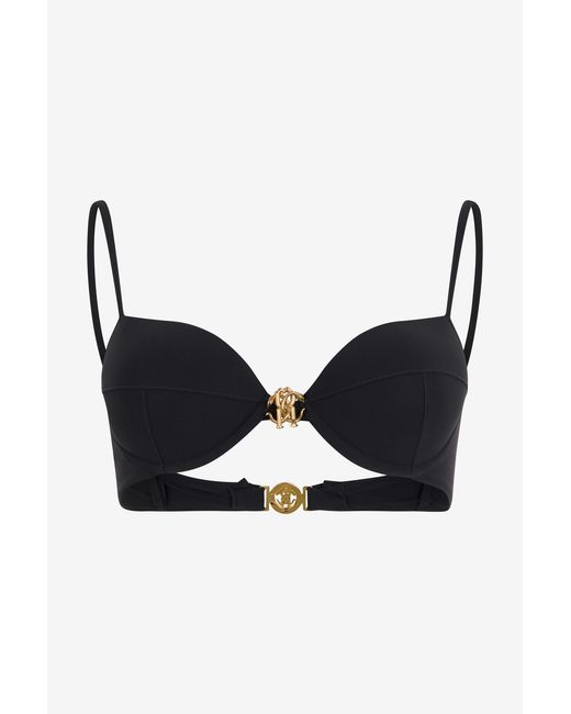 Roberto Cavalli Black Bikini Top With Logo Detail