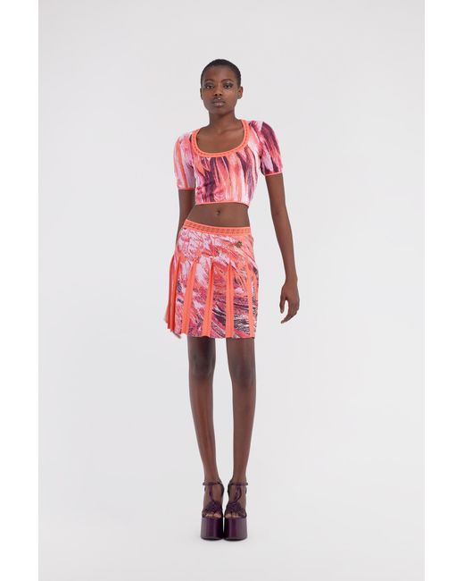 Roberto Cavalli Pink Plumange Print Mini Skirt