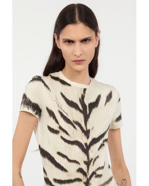 Roberto Cavalli White T-Shirt With Tigresse Ogat X Print
