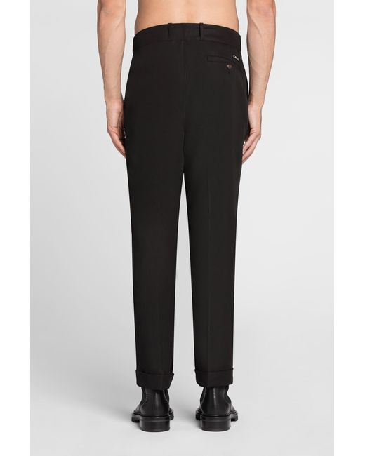 Roberto Cavalli Black Pleat-Detail Straight-Leg Trousers for men
