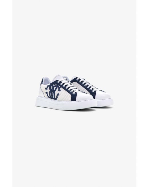Roberto Cavalli Blue Leather Sneakers With Logo for men