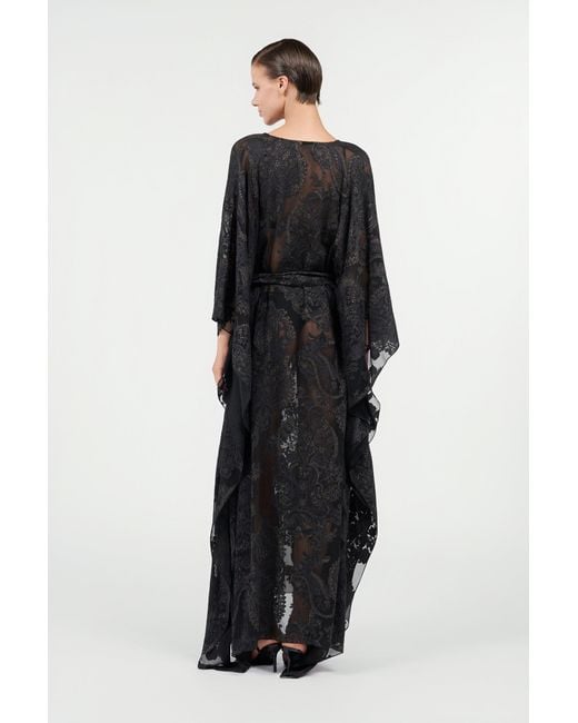 Roberto Cavalli Black Sheer Silk Kaftan