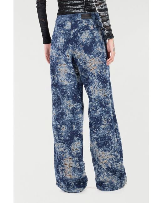 Roberto Cavalli Blue Loose Fit Bleached-Effect Jeans