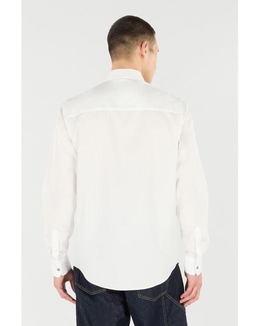 Roberto Cavalli White Cotton Shirt With Dragons for men