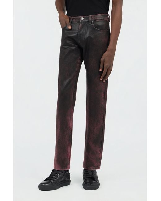 Roberto Cavalli Black Washed-Effect Coated Jeans for men
