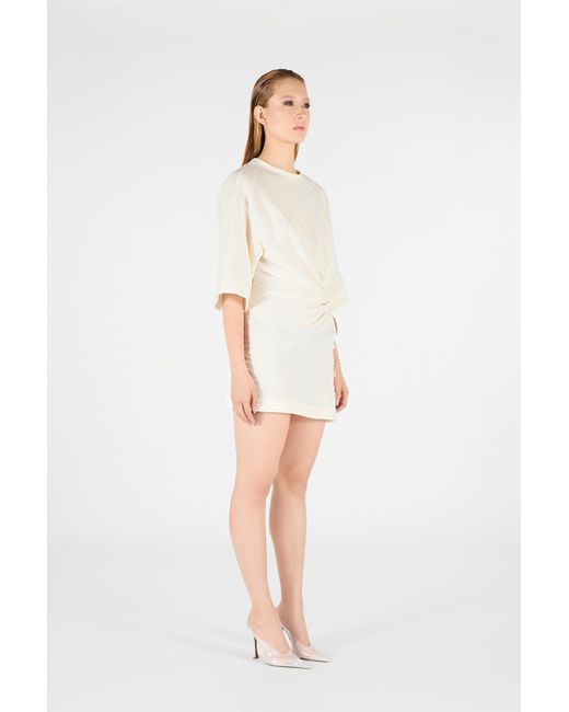 Roberto Cavalli White Solid Linen Short Dress