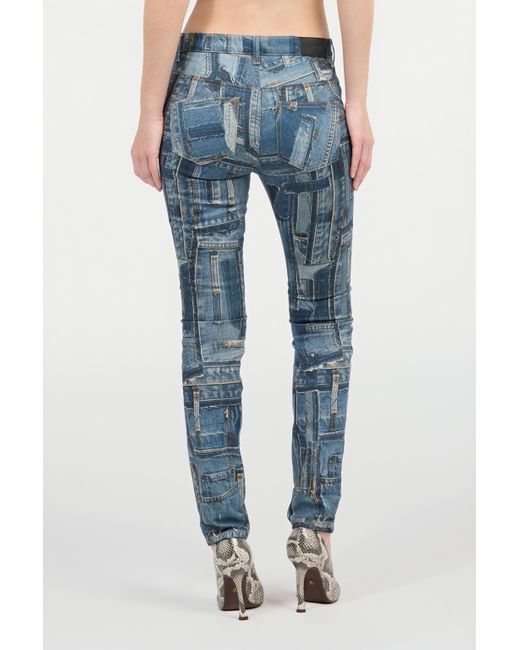 Roberto Cavalli Blue Skinny Patchwork Capsule Collection Jeans