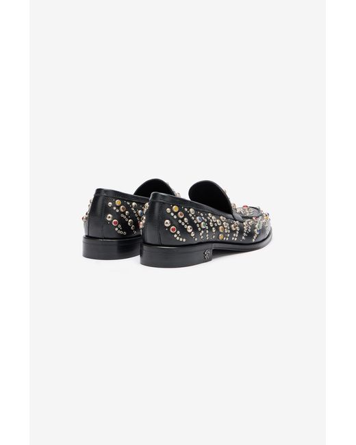 Roberto Cavalli Black Loafers With Studs And Stones for men