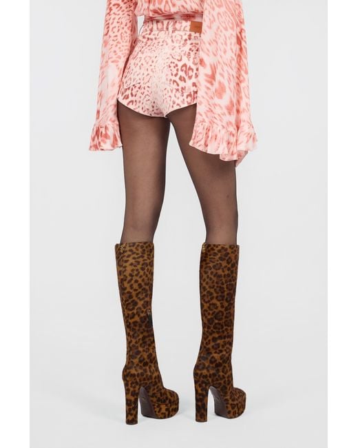 Roberto Cavalli Red Jaguar Print Shorts