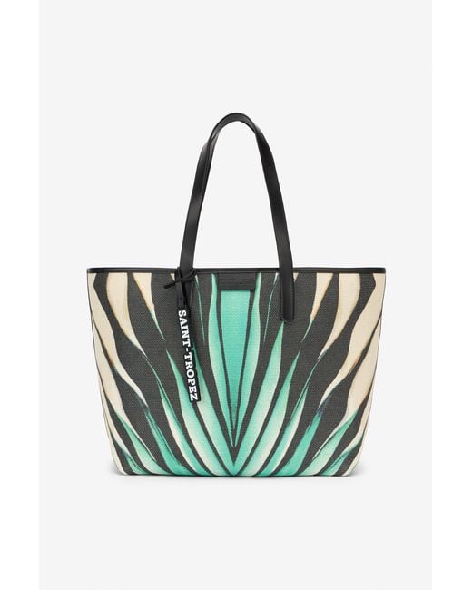 Roberto Cavalli Blue Ray Of Sea Print Shopping Bag