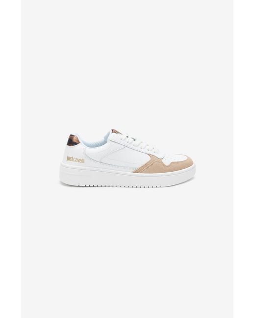 Roberto Cavalli White Leather Sneakers