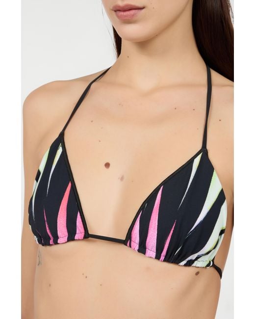 Roberto Cavalli Blue Ray Of Paradise Print Triangle Bikini Top