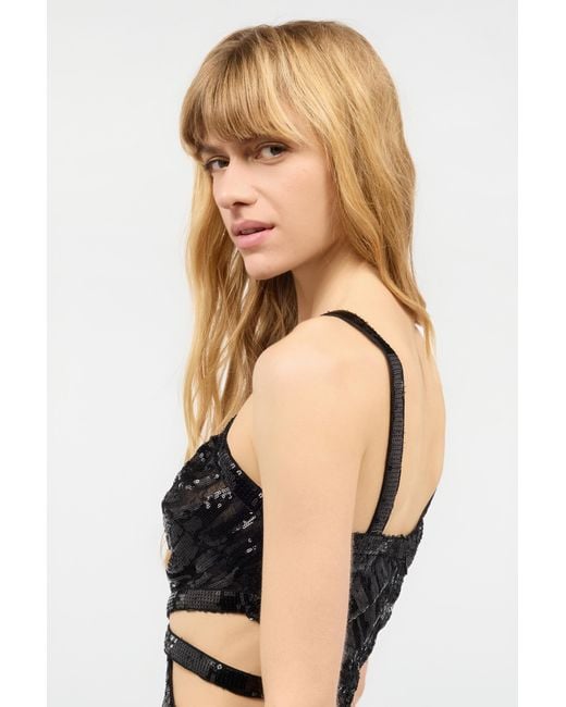 Roberto Cavalli Black See-Through Dress With Sequined Zebra Pattern