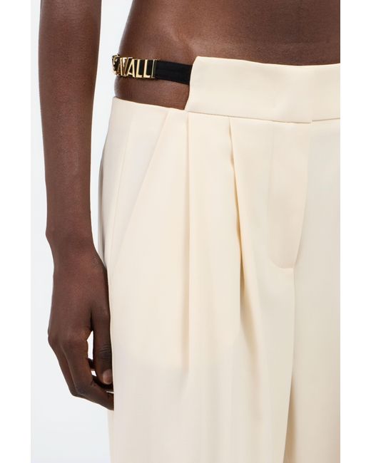 Roberto Cavalli White Cream Wide-Leg Trousers With Cut-Out