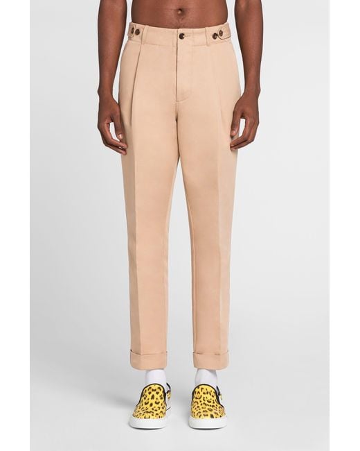 Roberto Cavalli White Pleat-Detail Straight-Leg Trousers for men