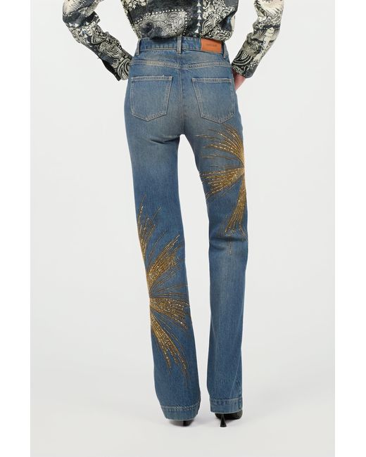 Roberto Cavalli Blue Jeans With Rhinestones