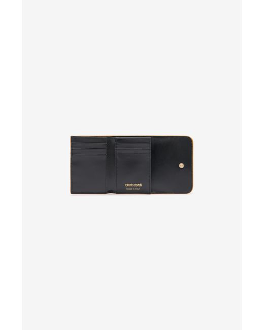 Roberto Cavalli Orange Ostrich-Effect Flap Card Holder