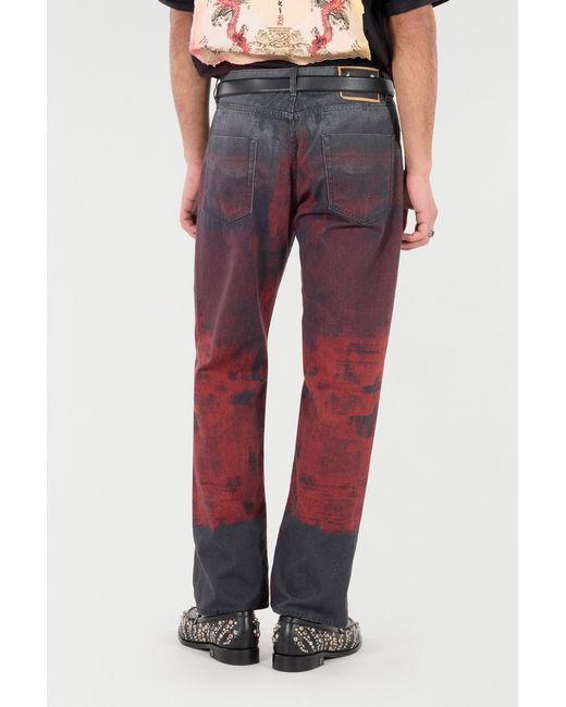Roberto Cavalli Red Jeans With A Mottled Print Effect for men