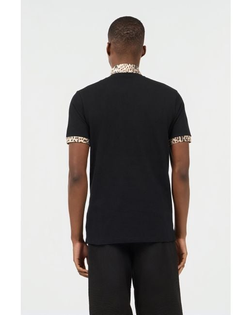 Roberto Cavalli Black Polo With Jaguar Print Details for men