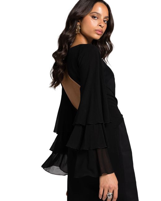 Roberto Cavalli Black Open-Back Panelled Minidress