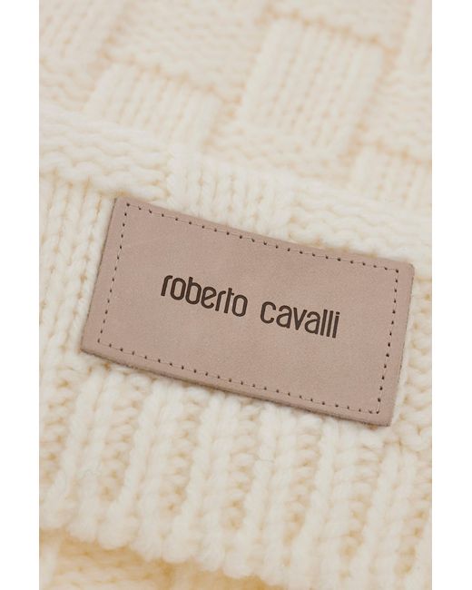 Roberto Cavalli White Alpaca Blend Scarf With Branded Tag for men