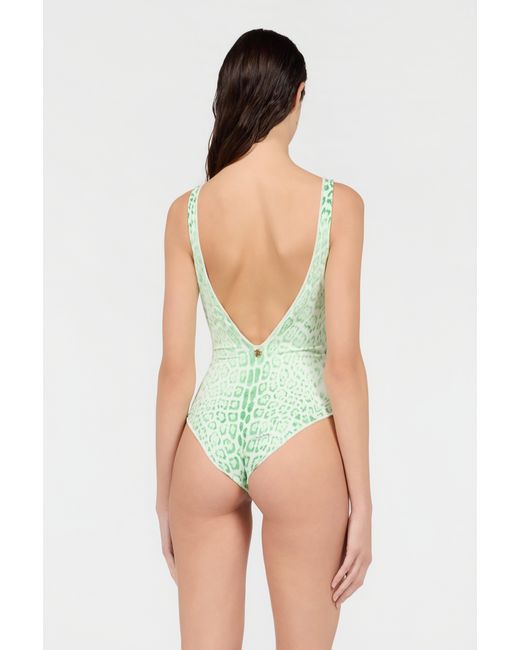 Roberto Cavalli Green Jaguar Mint One-Piece Swimsuit