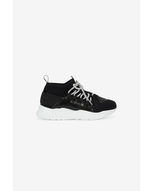Roberto Cavalli Black Sneakers With Snake-Effect Inserts