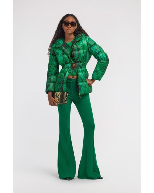 Roberto Cavalli Green Malachite Printed Puffer Jacket