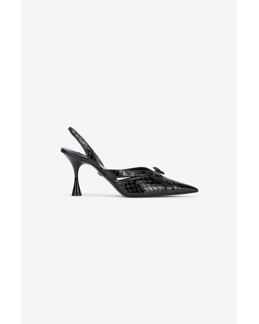 Roberto Cavalli Black Slingbacks Kroko