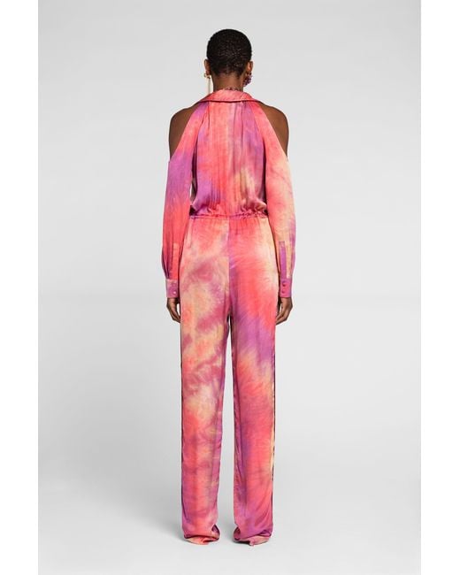 Roberto Cavalli Pink Tie-Dye Drawstring Jumpsuit