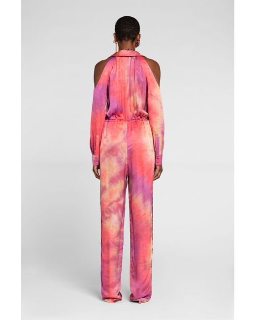 Roberto Cavalli Pink Tie-Dye Drawstring Jumpsuit