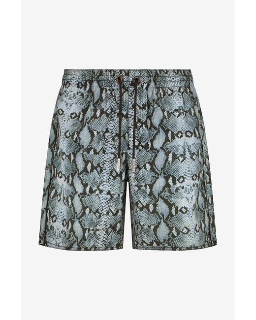 Roberto Cavalli Multicolor Snake Print Swim Short for men