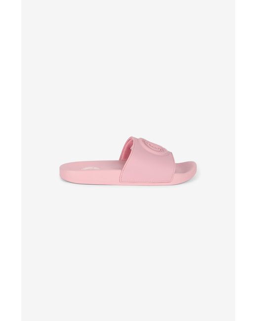 Roberto Cavalli Pink Sliders With Jc Monogram And Logo
