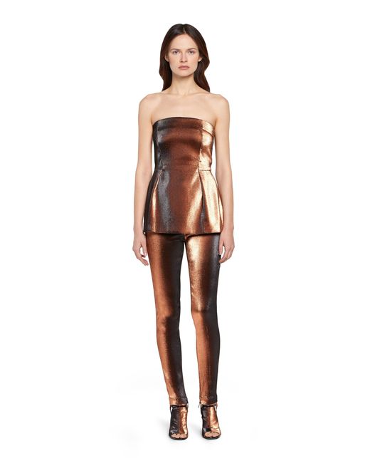 Roberto Cavalli Red Metallic Stretch Lurex Solid Trousers