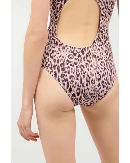 Roberto Cavalli White One-Piece Swimsuit With Jaguar Skin Print