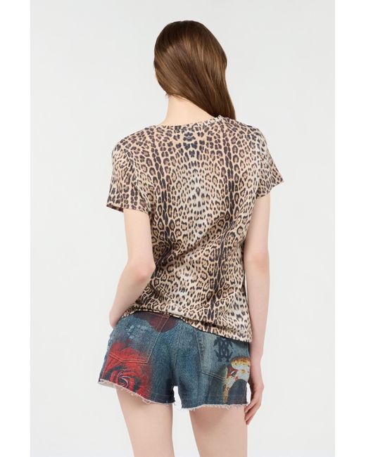 T-Shirt À Imprimé Jaguar Roberto Cavalli en coloris White