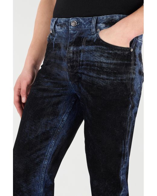 Roberto Cavalli Blue Jeans With Contrasting Discoloration Detailing for men