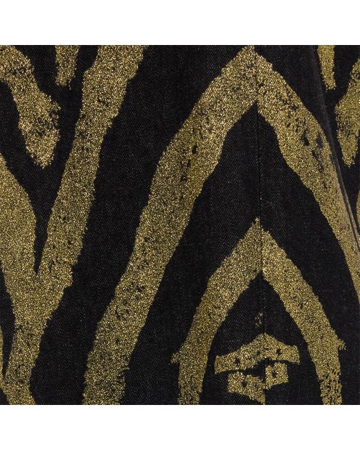 Zebra Print Side Jeans Roberto Cavalli de color Black
