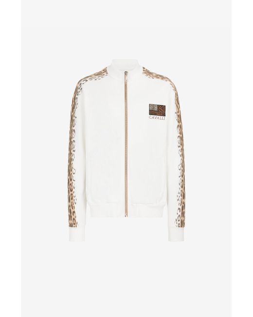 Roberto Cavalli Multicolor Leopard Print Stripe Zipped Jacket for men