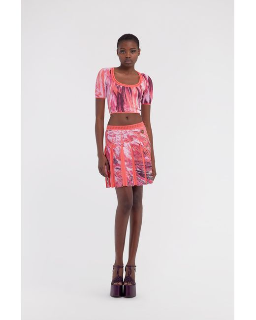 Roberto Cavalli Pink Plumange Print Top
