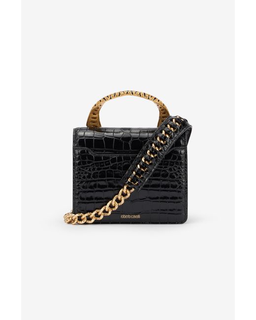 Roberto Cavalli Black Kleine Roar Bag Mit Schmucktigern