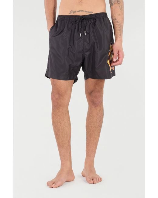 Roberto Cavalli Blue Monogram And Fang Swim Shorts for men