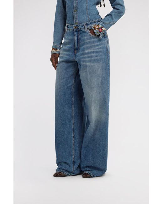 Roberto Cavalli Blue Wide Leg Jeans