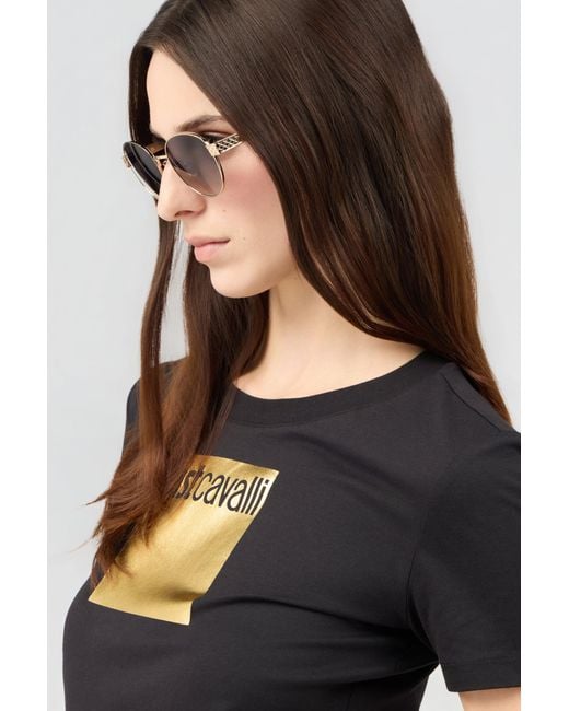 Roberto Cavalli Blue Geometrical Metal Frame